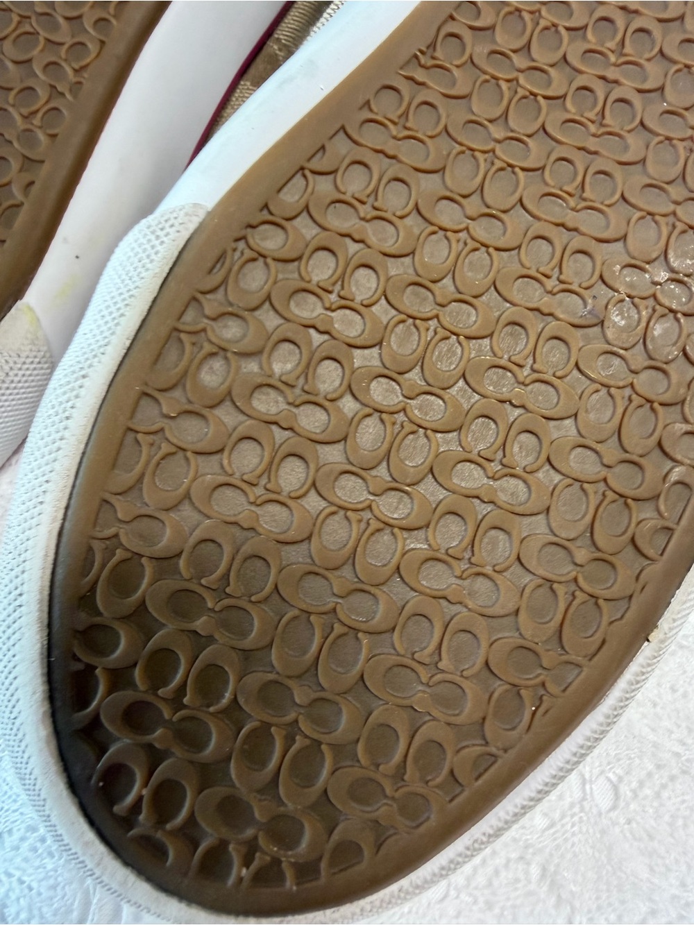 Coach Brown Signature Canvas Sneakers with Pink Trim - Picture 8 of 12